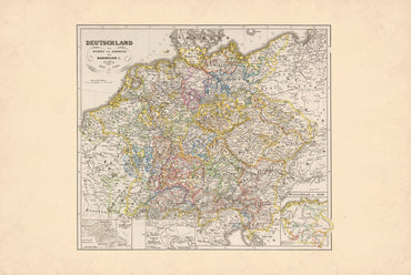 Allemagne Médiévale 1275-1495 - Saint-Empire Romain - Karl Spruner - Affiche Carte