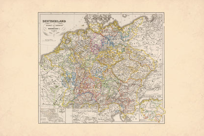Allemagne Médiévale 1275-1495 - Saint-Empire Romain - Karl Spruner - Affiche Carte