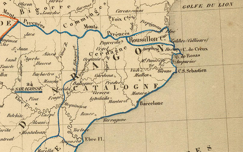 Espagne Médiévale 1212–1492 – Reconquista – Antoine Philippe Houze 1844 – Affiche Carte Historique