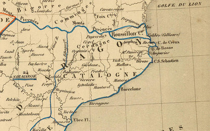 Espagne Médiévale 1212–1492 – Reconquista – Antoine Philippe Houze 1844 – Affiche Carte Historique