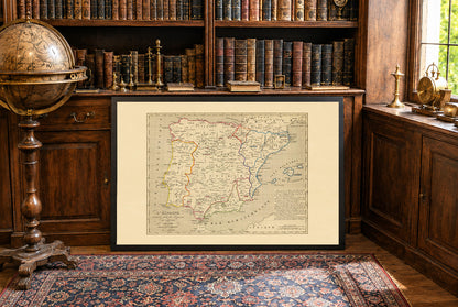 Espagne Médiévale 1212–1492 – Reconquista – Antoine Philippe Houze 1844 – Affiche Carte Historique