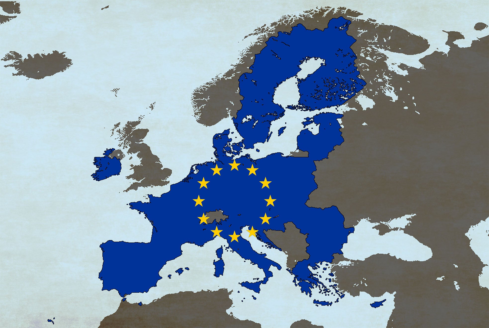 Modern European Union Map Print - EU Countries Borders Wall Art Poster