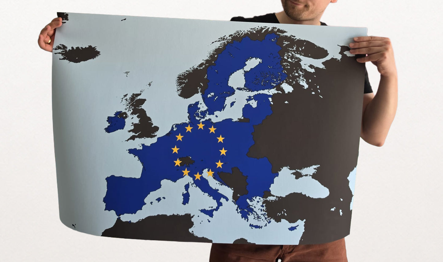 Modern European Union Map Print - EU Countries Borders Wall Art Poster