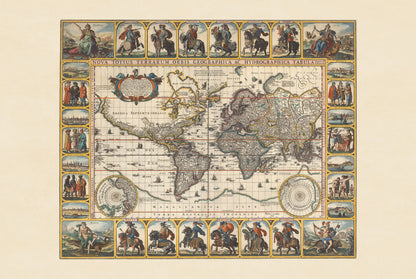 Nova Totius Terrarum Orbis 1652 – Empereurs Romains – Nicolaes Visscher – Affiche Carte Historique du Monde