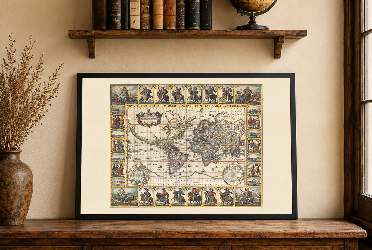 Nova Totius Terrarum Orbis 1652 – Empereurs Romains – Nicolaes Visscher – Affiche Carte Historique du Monde