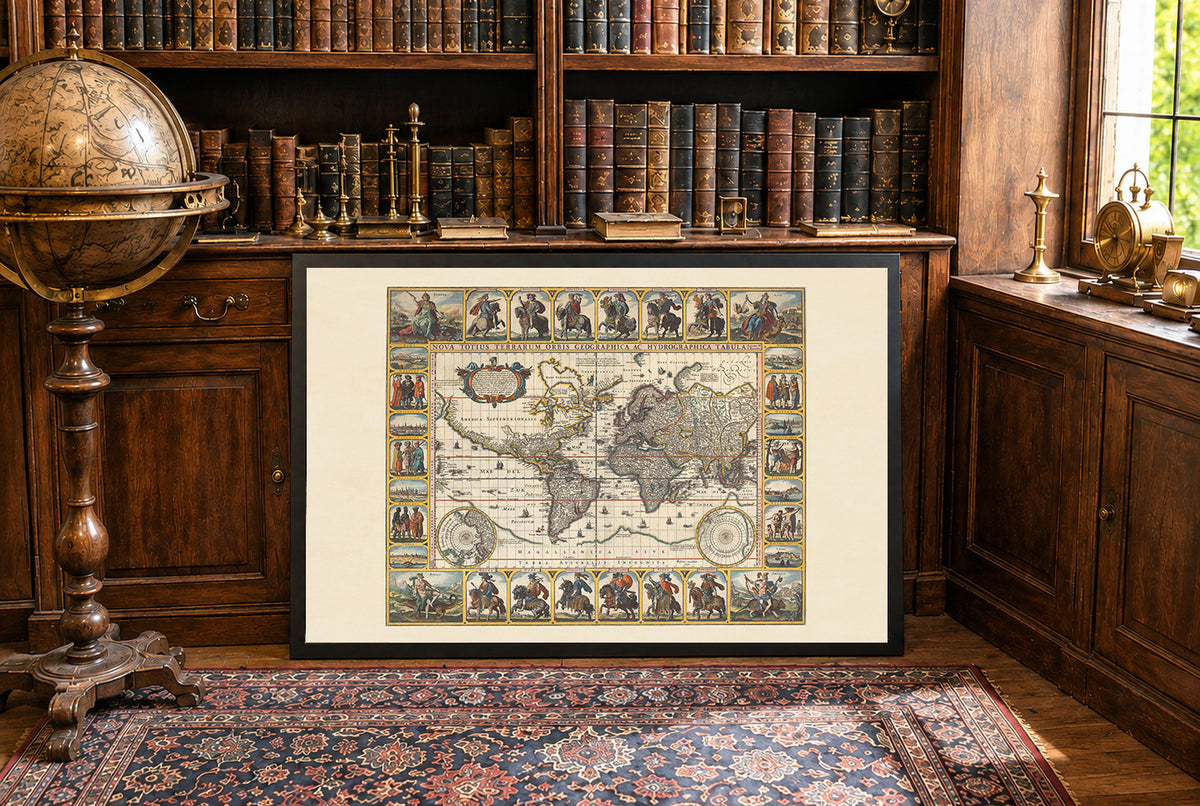 Nova Totius Terrarum Orbis 1652 – Empereurs Romains – Nicolaes Visscher – Affiche Carte Historique du Monde