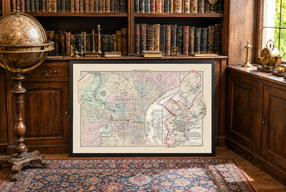 Philadelphie 1883 - Carte Historique de la Ville