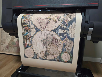 Pieter Goos 1667 Affiche Carte du Monde - avec Illustration Ornée et Style Atlas