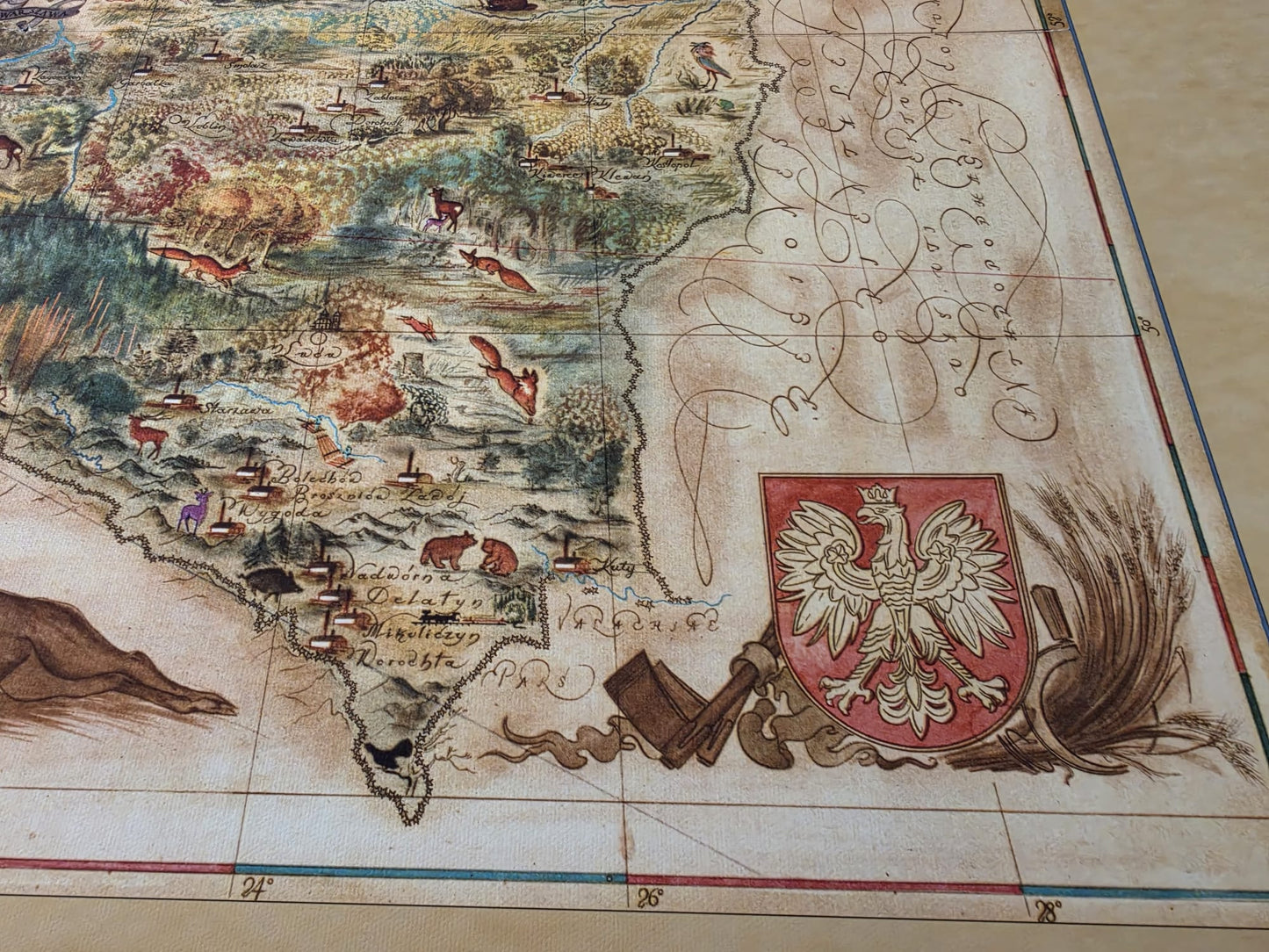 Carte de la Pologne de 1938 - Carte Illustrée « Poloniae » par Tadeusz Lipski & Eliasz Kanarek | Art Mural Vintage de l’Exposition Universelle