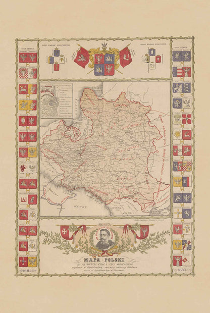 Poland Map Poster During the Reign of Jan III Sobieski - Vintage Wall Art