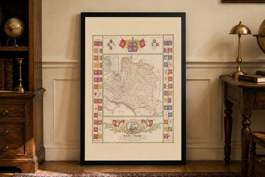 Poster Carte de la Pologne sous le Règne de Jan III Sobieski - Décoration Murale Vintage du XVIIe Siècle