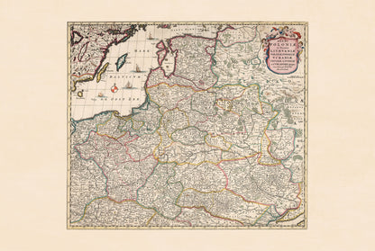 Pologne & Lituanie 1682 - Frederick de Wit - République des Deux Nations - Affiche Carte Historique