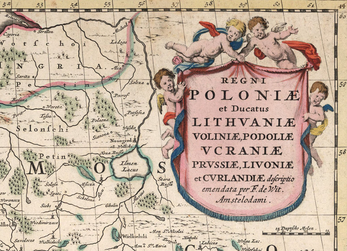 Pologne & Lituanie 1682 - Frederick de Wit - République des Deux Nations - Affiche Carte Historique