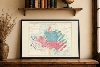 Frontières de la Pologne du Xe Siècle à 1770 - Maurice Fallex - Affiche Carte Historique