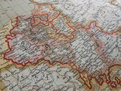 Pologne au XVe Siècle – Jan Babirecki – Affiche Carte Historique vers 1900