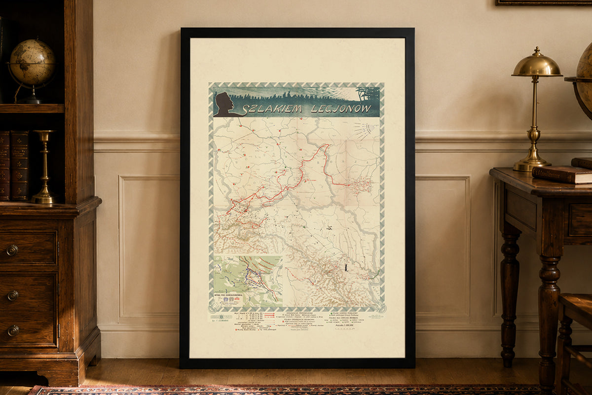 Légions Polonaises 1914-1917 - Szlakiem Legionów - Affiche Carte Historique