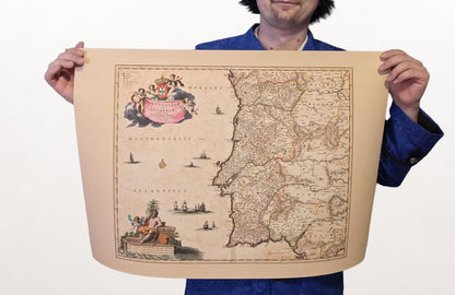 Plakat z Mapą Portugalii (1690) – Vintage Dekoracja Ścienna Królestwa Algarve