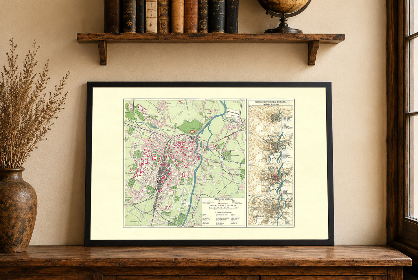 Poster Plan de la Ville de Poznań (1932) - Carte Historique Vintage avec l'Évolution de la Ville