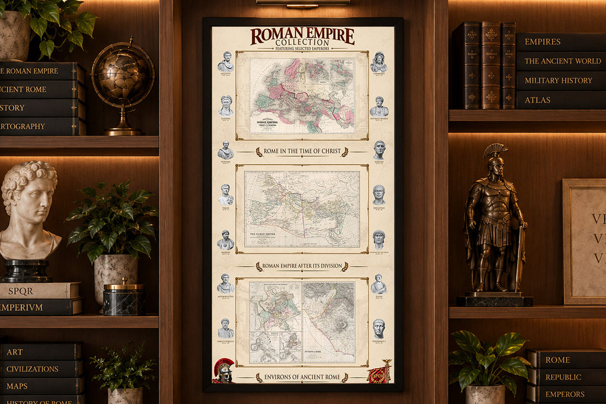 Imperium Rzymskie - Kolekcja 3 Historycznych Map na Jednym Plakacie