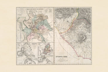 Rome à l’Époque des Empereurs 1874 – Affiche Carte Historique