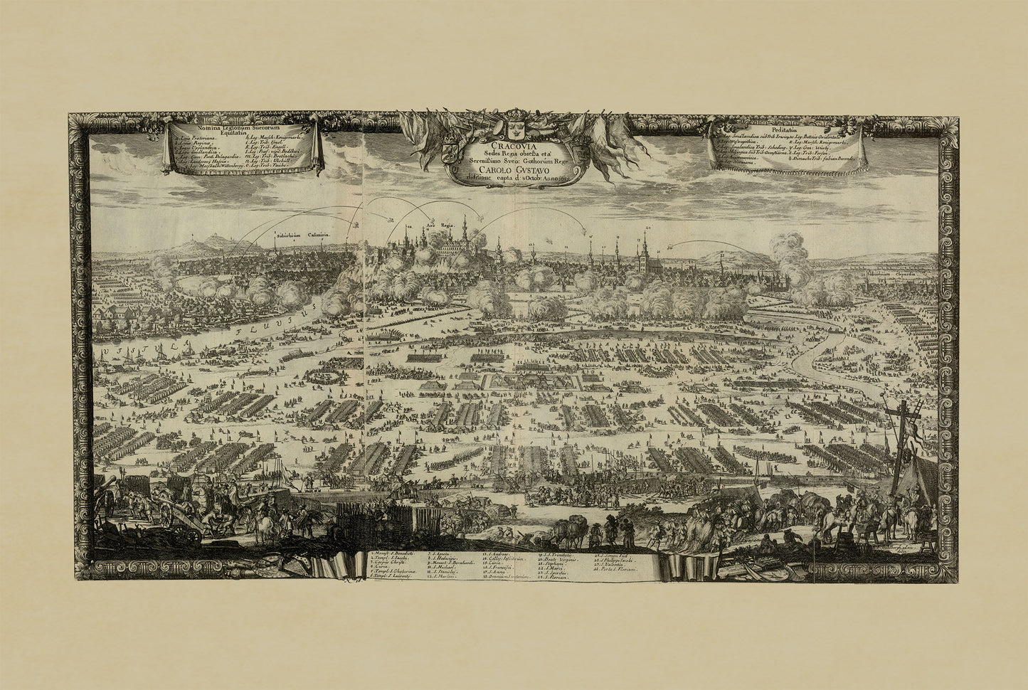 Poster Siège de Cracovie (1655) - Panorama Historique du Déluge Suédois par Erik Dahlbergh