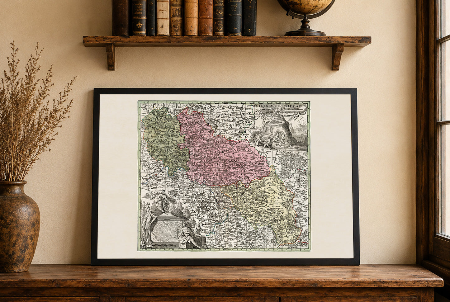 Carte Historique de la Silésie - Affiche Haute et Basse-Silésie XVIIIe Siècle