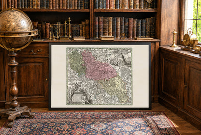 Carte Historique de la Silésie - Affiche Haute et Basse-Silésie XVIIIe Siècle