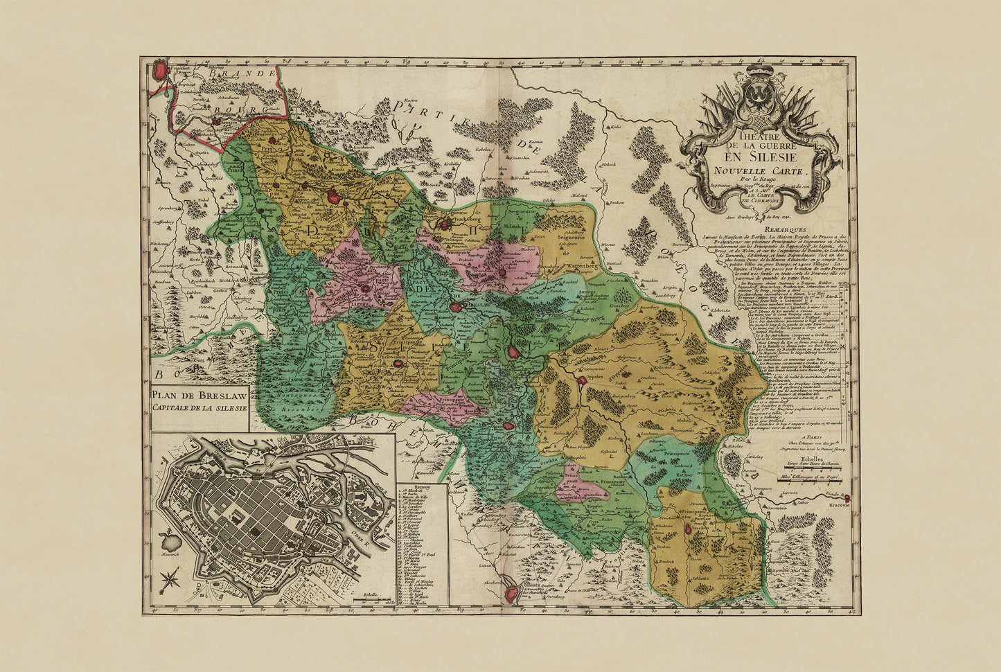 Silesia War Map Poster - First Silesian War, 1741 | Georges-Louis Le Rouge