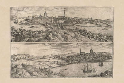 Carte de Stockholm de 1588 - Impression « Civitates Orbis Terrarum » par Georg Braun & Franz Hogenberg