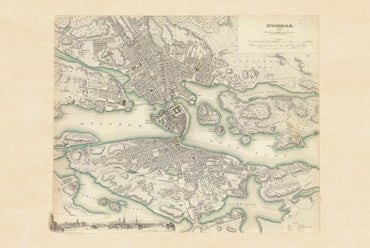 Stockholm 1838 Map Print – Hand-Colored Vintage City Map Wall Art
