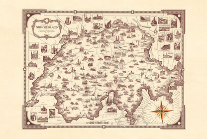 Switzerland Pictorial Map Poster (1936) - Vintage Swiss Travel Wall Art