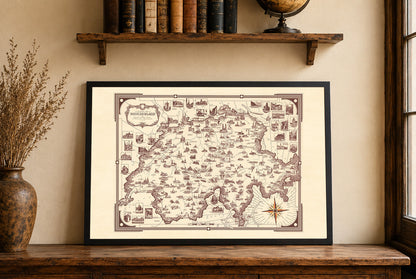 Póster del mapa pictórico de Suiza (1936) - Arte de pared vintage de viajes suizos