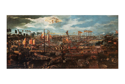 La Bataille de Lépante - Andrea Vicentino - Empire Ottoman et Sainte Ligue - Affiche Peinture Historique