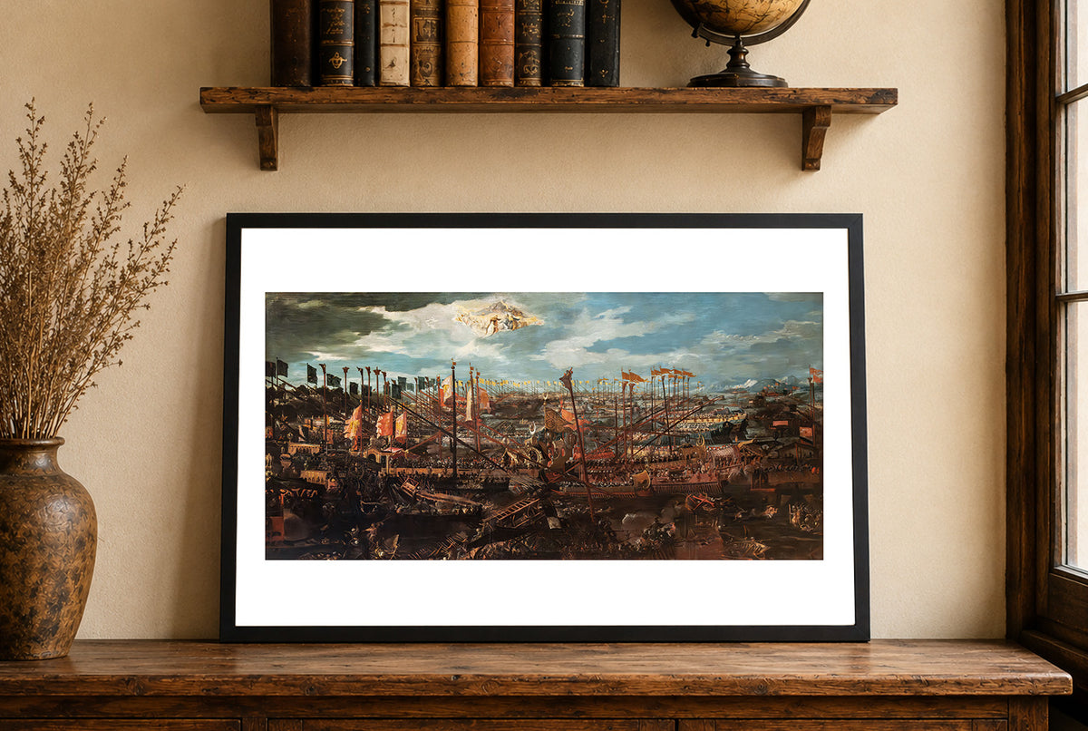 La Bataille de Lépante - Andrea Vicentino - Empire Ottoman et Sainte Ligue - Affiche Peinture Historique