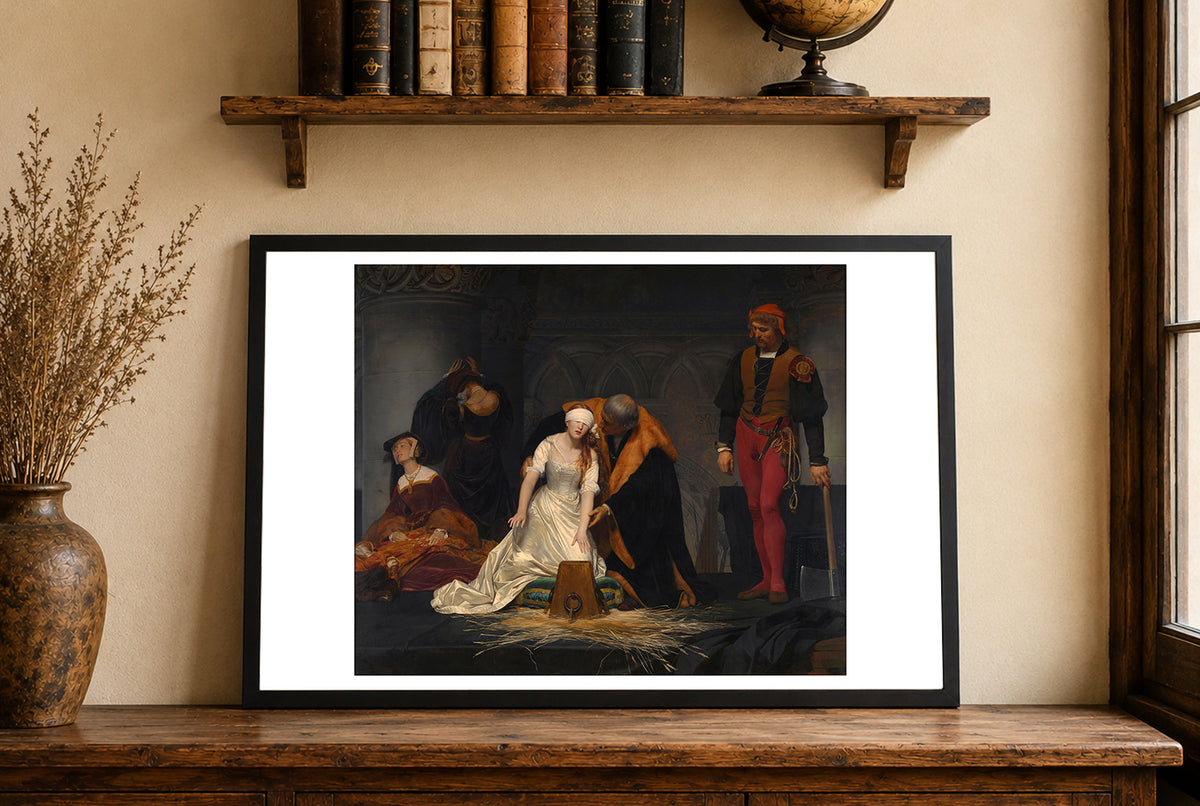 L'Exécution de Lady Jane Grey 1833 - Paul Delaroche - Histoire des Tudor - Affiche Peinture Historique