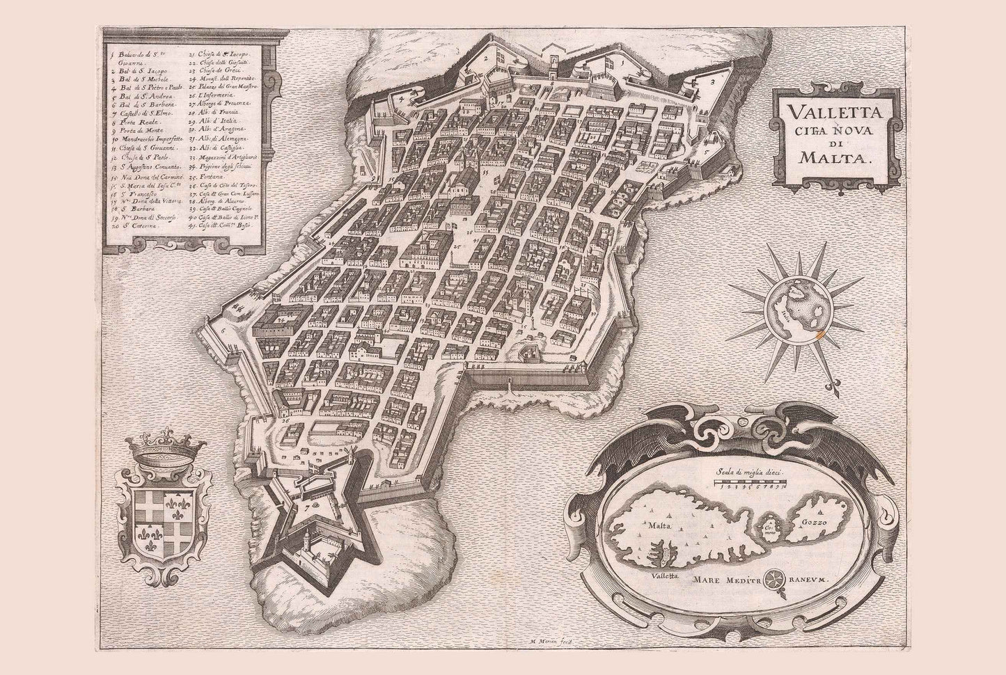 Valletta Map Poster - Città Nova Malta Panoramic City Plan with Fortifications and Harbour - Strategy Maps
