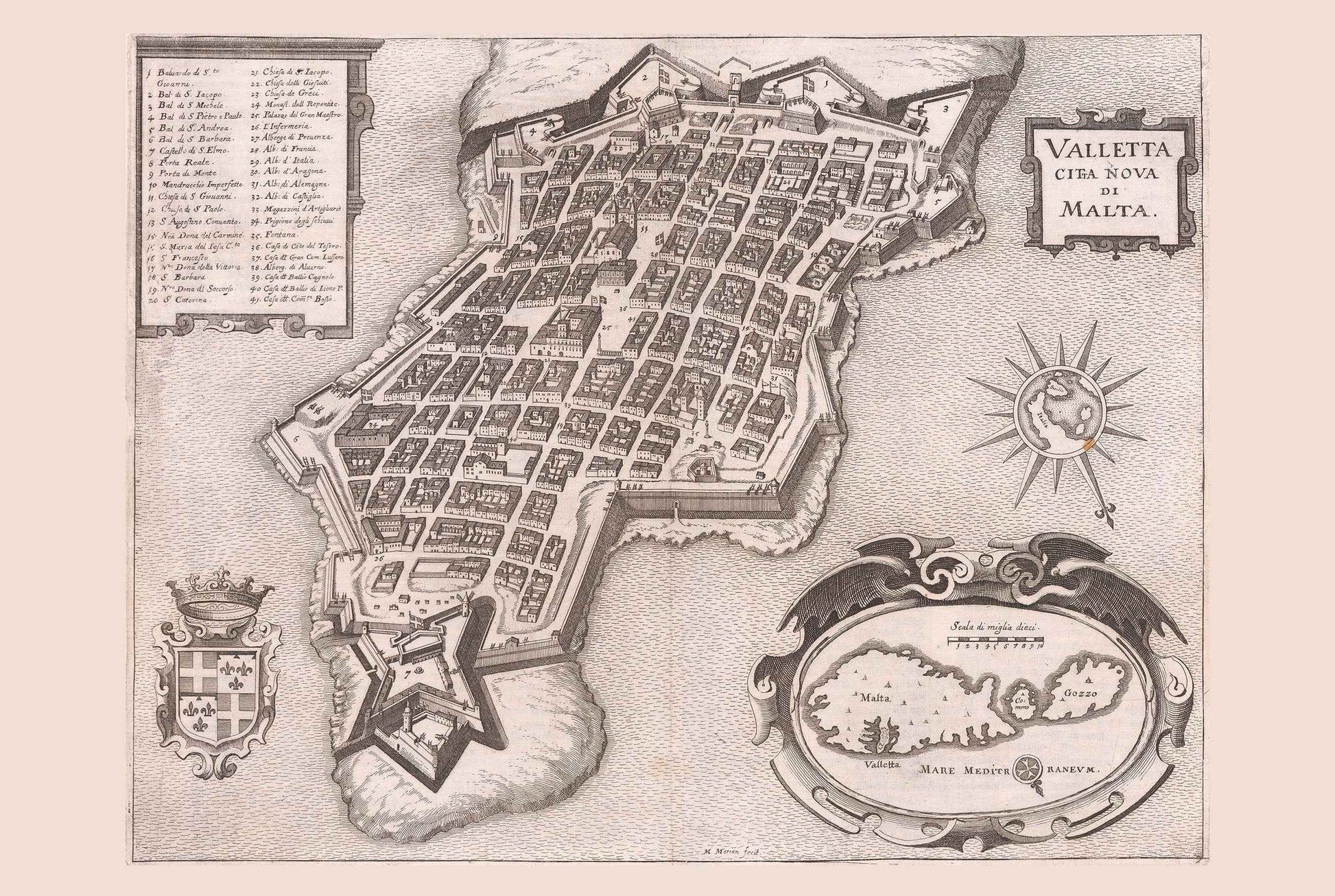 Valletta Map Poster - Città Nova Malta Panoramic City Plan with Fortifications and Harbour - Strategy Maps