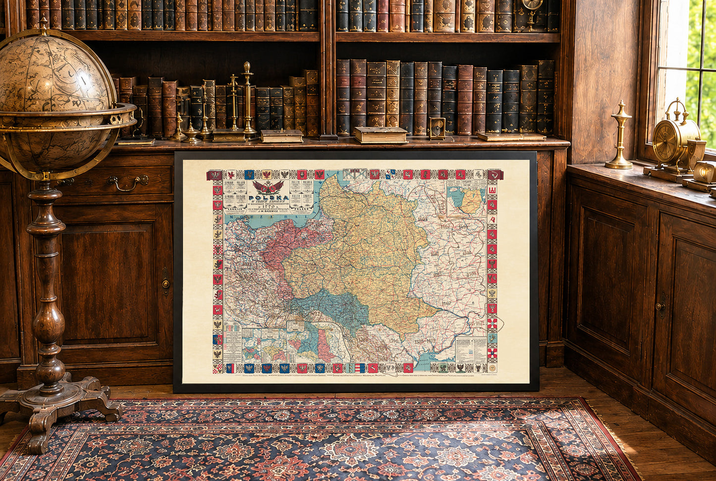 Carte vintage de 1770 de la République des Deux Nations et de ses partages