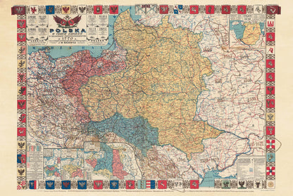 Carte vintage de 1770 de la République des Deux Nations et de ses partages