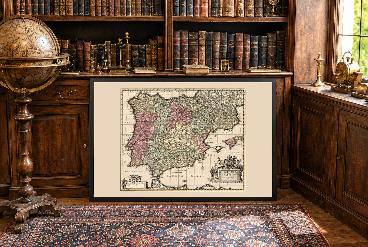 Mapa vintage de Iberia 1740 - Arte histórico de pared de España y Portugal