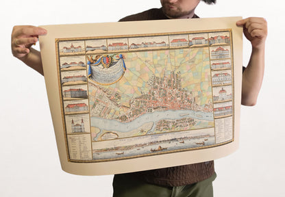 Varsovia 1772 - Mapa histórico de la capital polaca con palacios principales