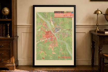 Affiche de la carte de Varsovie 1949 - Destruction de la Seconde Guerre mondiale