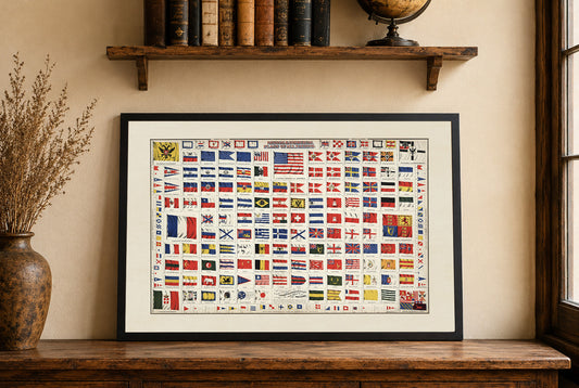Poster des Drapeaux du Monde (1874) - Décoration Murale Vintage avec Drapeaux Nationaux et Maritimes