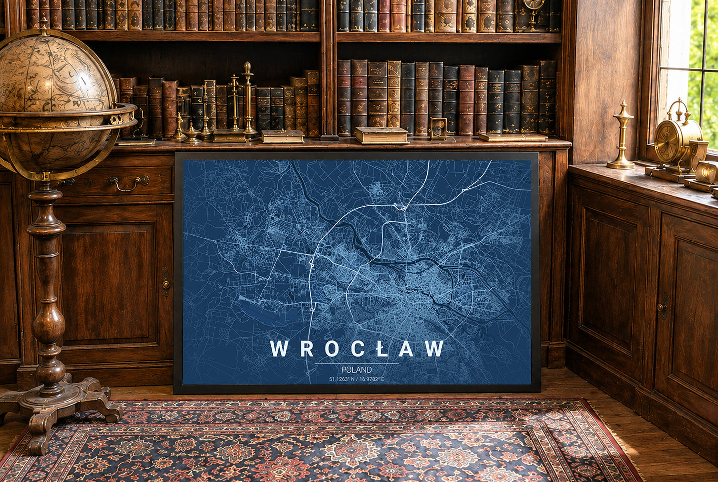 Wrocław Blueprint Map - Modern City Street Wall Art