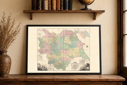 Poster Carte du Comté du Yorkshire (1772) - Carte Historique d'Angleterre par Thomas Jefferys