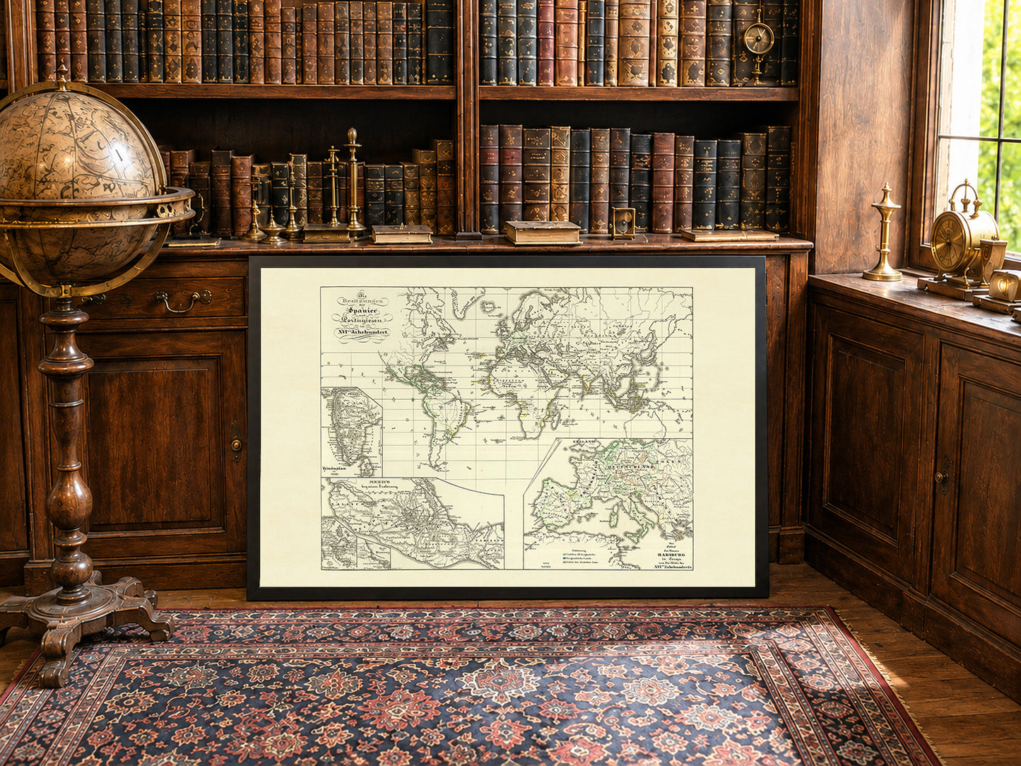 Carte de l’Empire colonial espagnol et portugais de 1854 – Impression vintage d’atlas historique