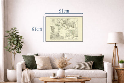 Carte de l’Empire colonial espagnol et portugais de 1854 – Impression vintage d’atlas historique