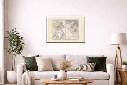 Rzym w Czasach Cesarstwa 1874 - Historyczna Mapa - Plakat