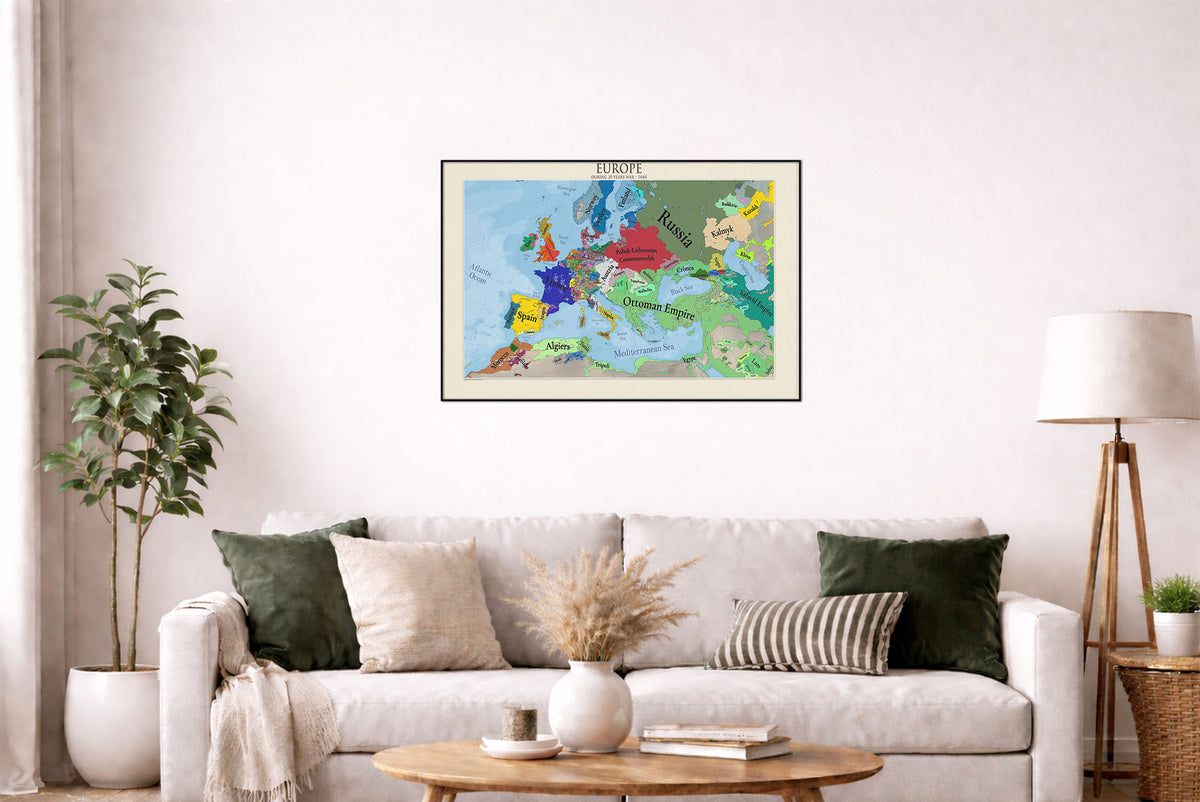 Europa w 1644 - Plakat z Mapą Wojny Trzydziestoletniej