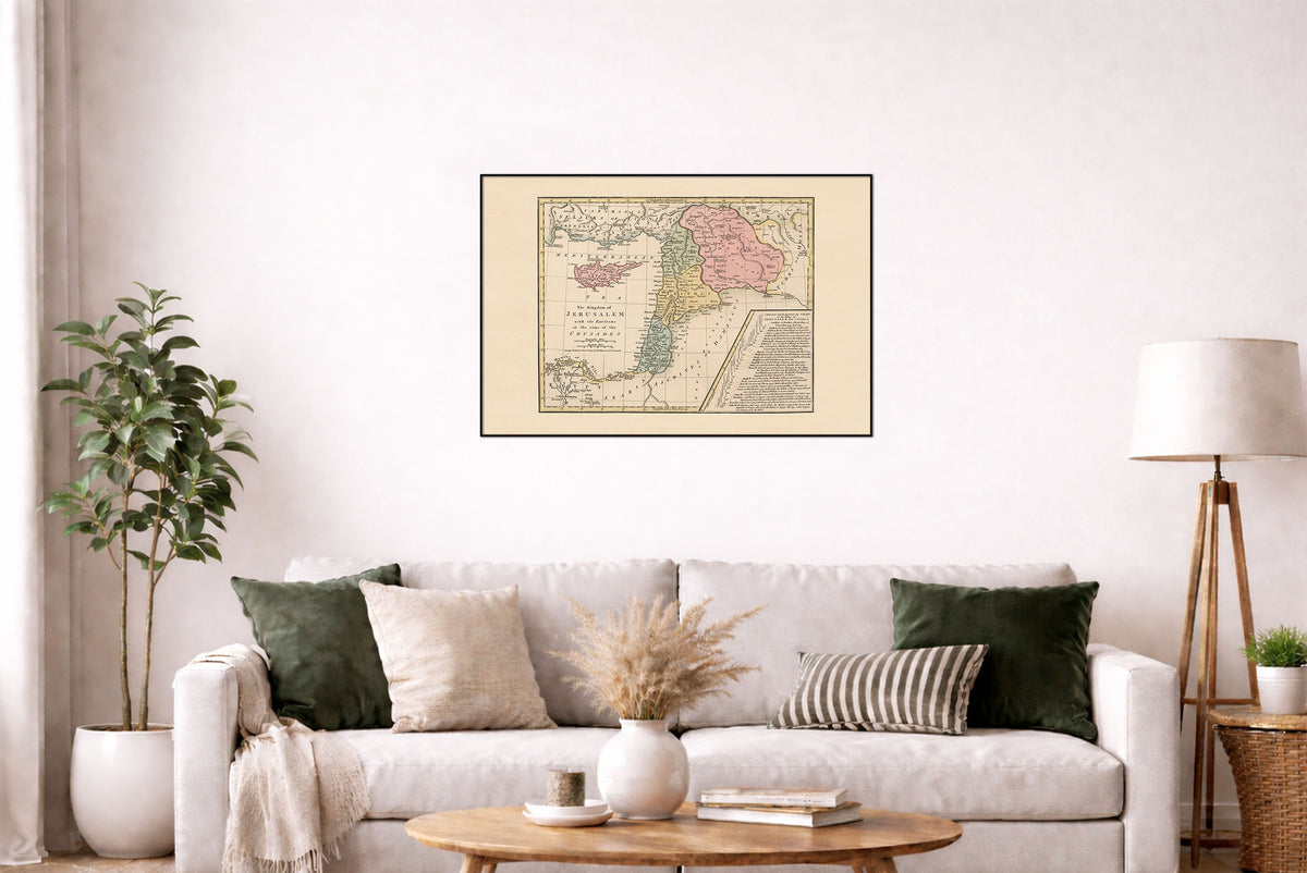 Royaume de Jérusalem à l’Époque des Croisades - Affiche Carte Historique